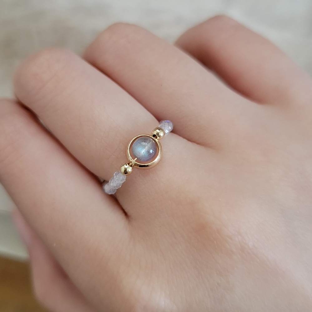 handmade Labradorite beaded ring